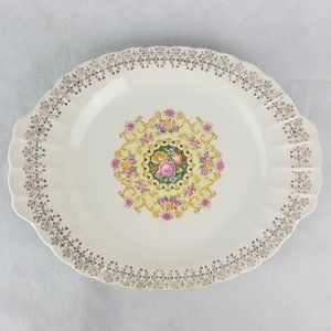 American Homes Melody Dinnerware Serving Platter Floral 22Kt Gold VTG 1940's